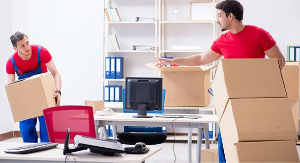 Movers relocating office for commercial moving service in Notre Dame, IN.