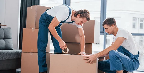 Movers with boxes for local apartment moves in Notre Dame, IN.