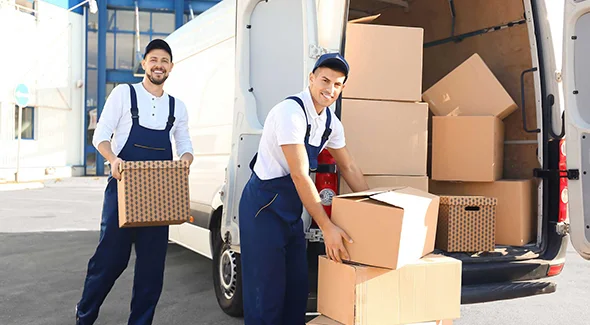 Waltershausen Moving crew loading boxes.
